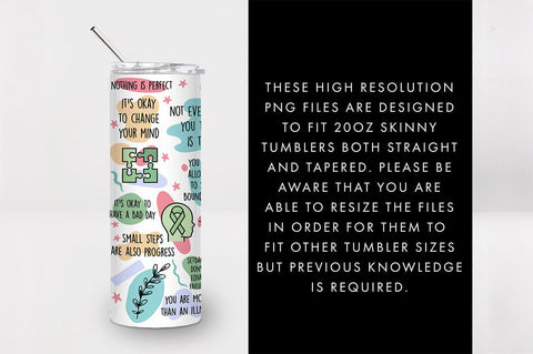 20oz Seamless Mental Health Matters Skinny Tumbler SVG PNG - So Fontsy