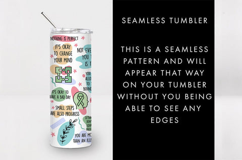 20oz Seamless Mental Health Matters Skinny Tumbler SVG PNG SVG Freeling Design House 