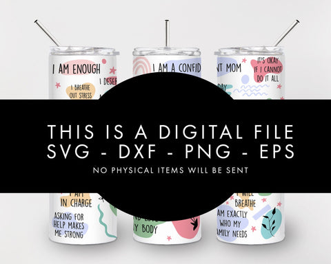 20oz Seamless Mom Daily Affirmations Skinny Tumbler SVG PNG SVG Freeling Design House 
