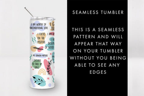 20oz Seamless My Daily Affirmations Skinny Tumbler SVG PNG SVG Freeling Design House 