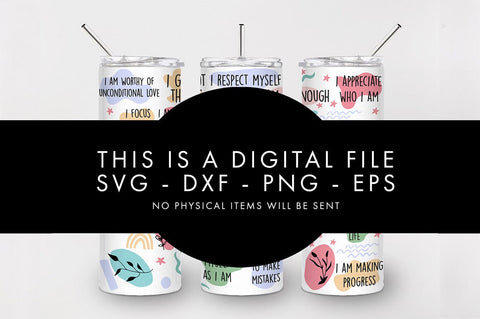 20oz Seamless My Daily Affirmations Skinny Tumbler SVG PNG SVG Freeling Design House 