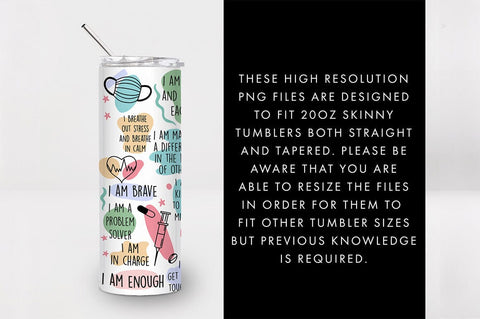 20oz Seamless Nurse Affirmations Skinny Tumbler SVG PNG SVG Freeling Design House 