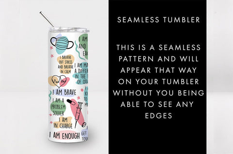 20oz Seamless Nurse Affirmations Skinny Tumbler SVG PNG SVG Freeling Design House 