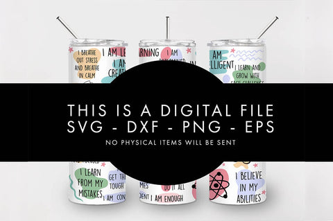 20oz Seamless Student Affirmations Skinny Tumbler SVG PNG SVG Freeling Design House 