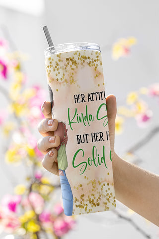 20oz Skinny Sublimation Her Attitude Is Kinda Savage Black African American Woman Inspirational Words Tumbler PNG Sublimation CaldwellArt 