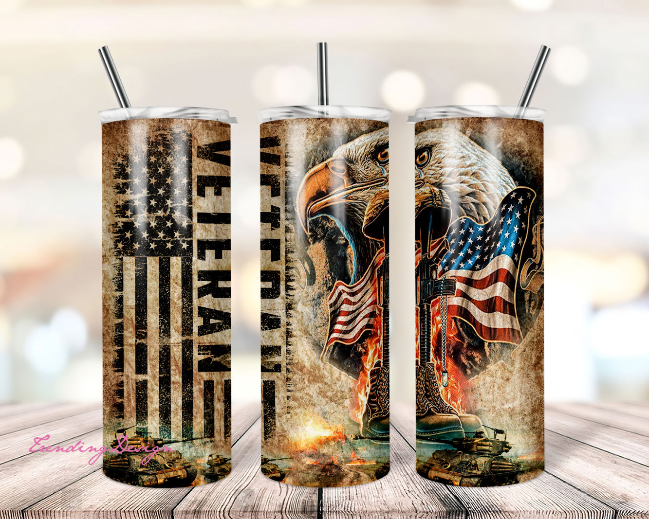 Camo Tumbler with Name on the Front and Distressed Flag on the Back – Candy  Wrapper Store