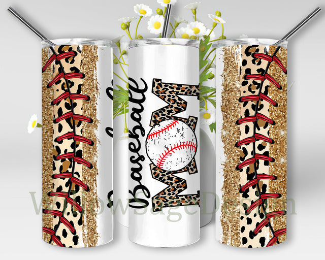 20oz Skinny Tumbler Baseball Mom, Baseball Leopard Cheetah Tumbler Png, Baseball Gold Glitter Design Tumbler, Sport Mom Tumbler Wrap, Game Day Sublimation Design, Digital Download Sublimation WillowSageDesign 