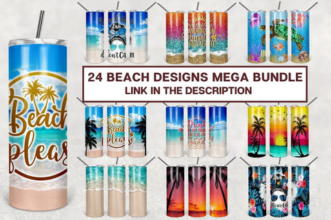 20oz Skinny Tumbler Beach Summer Ocean PNG Sublimation Design Life is Better at the Beach, Sand Glitter Straight/Warped PNG Digital Download Sublimation TumblersByPhill 