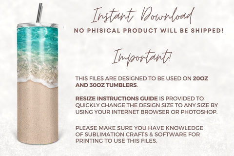 20oz Skinny Tumbler Beach Summer PNG Sublimation Designs Sublimation TumblersByPhill 