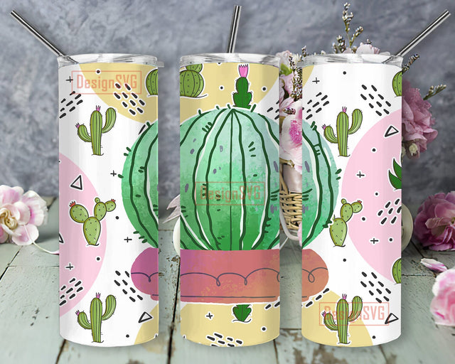 20oz Skinny Tumbler Cactus, Succulent Tumbler Wrap, Watercolor Cactus Tumbler Png, Plant Design Png, Sublimation Design for Straight, Digital Download Sublimation DesignSVG 