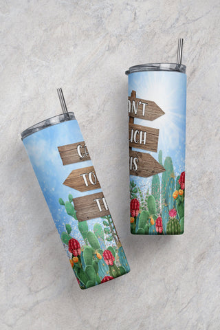 20oz Skinny Tumbler Can’t Touch This Glitter Cactus Sublimation Design Templates Straight/Warped PNG Files Digital Download Sublimation CaldwellArt 