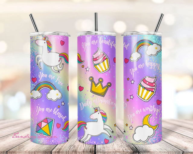 20oz Skinny Tumbler Daily Affirmations Sublimation Design Templates, Inspirational Motivational Tumbler Straight PNG Digital Download is Sublimation TrendingDesign 