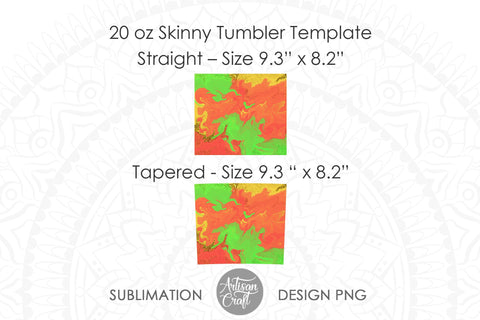 20oz skinny tumbler design with green and red Sublimation Artisan Craft SVG 