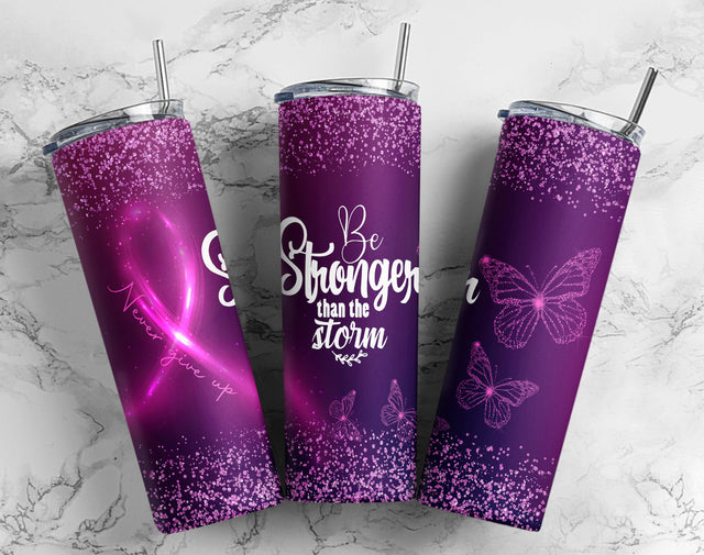 20oz Skinny Tumbler Designs Breast Cancer Awareness Glitter Pink Tumbler PNG Sublimation CaldwellArt 