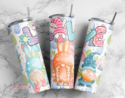 20oz Skinny Tumbler Easter Gnomes Sublimation Design Templates, Easter Eggs Straight PNG Digital Download Easter bunny rabbit eggs spring Sublimation CaldwellArt 