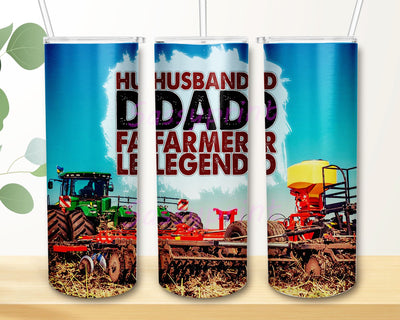 20oz Skinny Tumbler Farmer Tractor Sunset PNG Sublimation Designs, Farm Dad, Husband Dad Farmer Legend Tumbler Wrap Digital Instant Download Sublimation sassyprint 