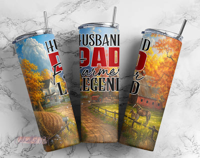 20oz Skinny Tumbler Farmer Tractor Sunset PNG Sublimation Designs, Farm Dad, Husband Dad Farmer Legend Tumbler Wrap Sublimation CaldwellArt 