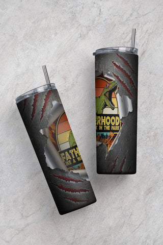 20oz Skinny Tumbler Fatherhood Is A Walk In The Park Sublimation Design Templates Dinosaur Tumbler Straight/Warped PNG File Digital Download Sublimation CaldwellArt 