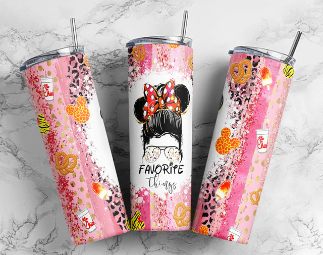 20oz Skinny Tumbler Favorite Things Messy Bun Mom Design, Sublimation Design Tumbler PNG Sublimation CaldwellArt 