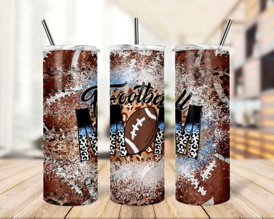 20oz Skinny Tumbler Football Mom Leopard Designs Template Straight football mom sport tumbler design Sublimation TrendingDesign 