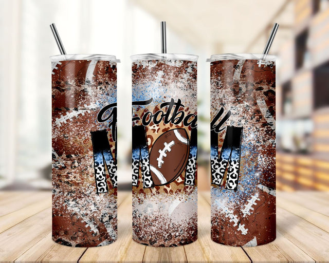 20oz Skinny Tumbler Football Mom Leopard Designs Template Straight football mom sport tumbler design Sublimation TrendingDesign 