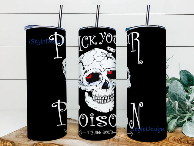20oz Skinny Tumbler Halloween Melted Skull PNG Sublimation Designs, Dripping Skulls, Flame Skull Tumbler Wrap Template Png Digital Download Sublimation iStyleDesign 