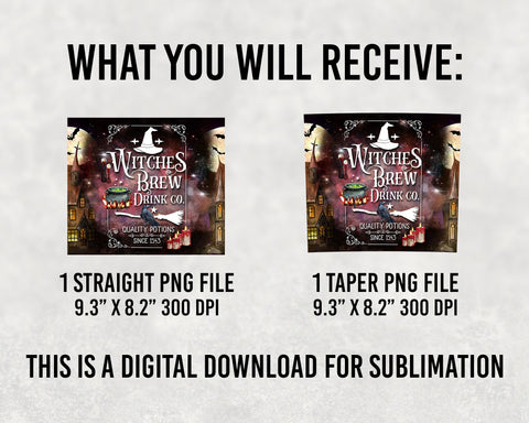 20oz Skinny Tumbler Halloween Witches Brew Drink Co. PNG Sublimation Design, Halloween Coffee, Witch’s Brew Straight/Warped Png Download Digital Pattern BOO-design 