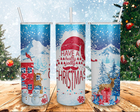 20oz Skinny Tumbler Have a Holly Jolly Christmas PNG Sublimation Designs Wrap Png File Instant Download, Holiday Tumbler PNG Sublimation BOO-design 