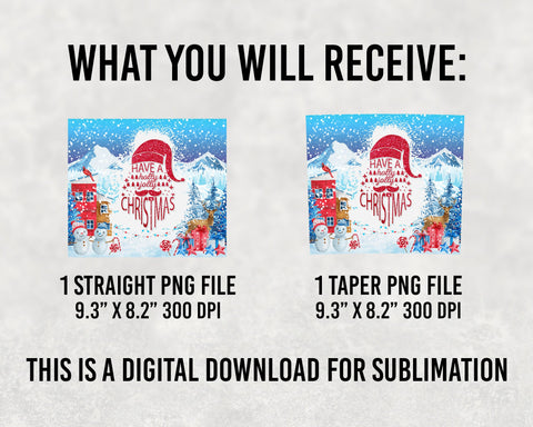 20oz Skinny Tumbler Have a Holly Jolly Christmas PNG Sublimation Designs Wrap Png File Instant Download, Holiday Tumbler PNG Sublimation BOO-design 