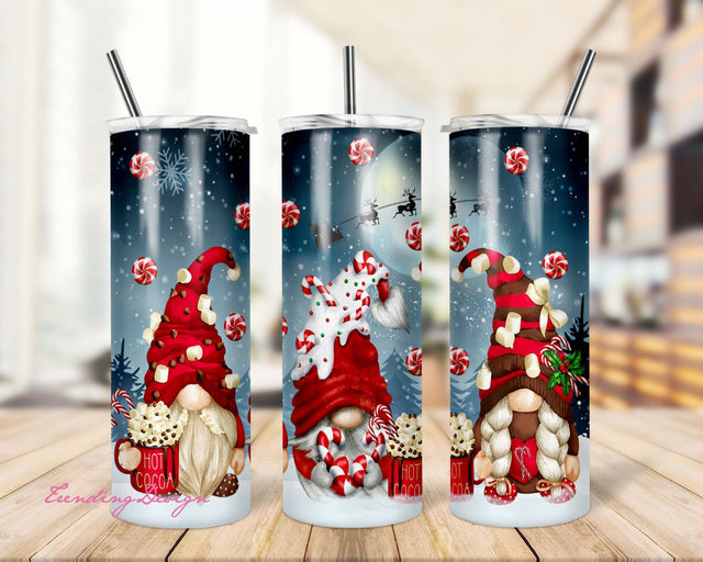20oz Skinny Tumbler Hot Cocoa Gnomes PNG Sublimation Designs, Farm Fresh, Christmas Trees, Red Truck Tumbler Png File Instant Download Sublimation TrendingDesign 