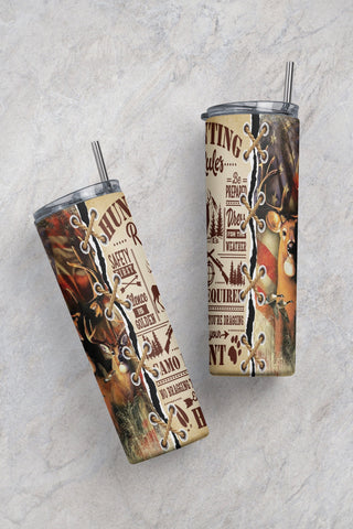 20oz Skinny Tumbler Hunting Rule Camo Hunt Sublimation Designs for Straight/Tapered Tumbler PNG, 20oz Skinny Tumbler Design PNG Sublimation CaldwellArt 