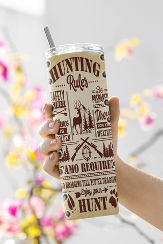 20oz Skinny Tumbler Hunting Rule Camo Hunt Sublimation Designs for Straight/Tapered Tumbler PNG, 20oz Skinny Tumbler Design PNG Sublimation CaldwellArt 