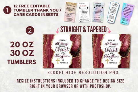 20oz Skinny Tumbler I Can Do All Things Through Christ Sublimation Design, Agate Glitter Tumbler Straight/Warped PNG File Download Sublimation TumblersByPhill 