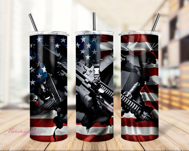 20oz Skinny Tumbler I Second That I 2nd That Png Sublimation Wrap Designs, 2nd Amendment, Patriotic USA Flag Tumbler PNG Instant Download Sublimation TrendingDesign 