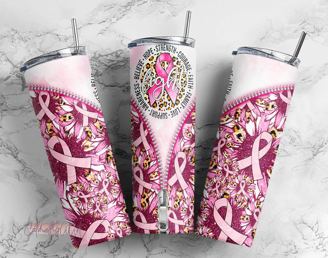 20oz Skinny Tumbler In October wear pink and watch football Sublimation Designs Tumbler Sublimation CaldwellArt 