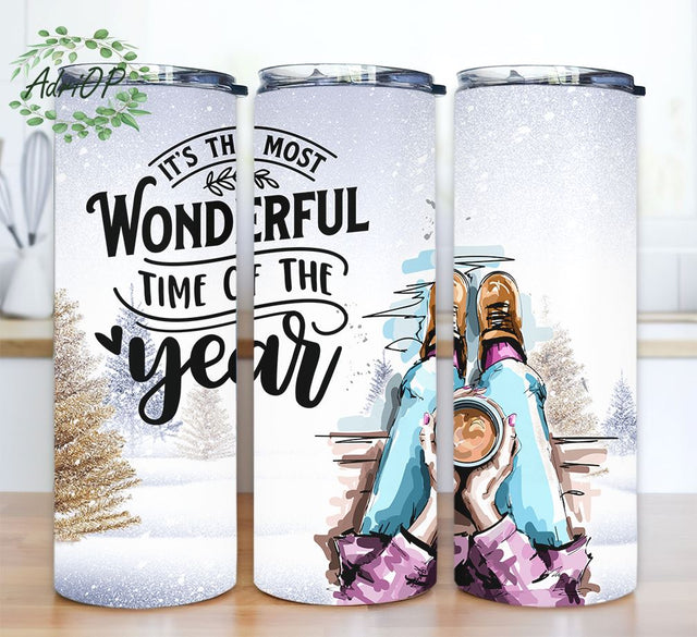 20oz Skinny Tumbler It's The Most Wonderful Time Of The Year PNG Sublimation Design, Straight & Tapered Sublimation Wrap Design, Tumbler PNG Sublimation AdriOP 
