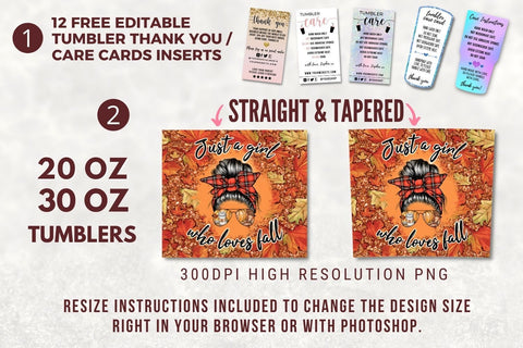 20oz Skinny Tumbler Just a Girl who loves Fall Sublimation Design, Glitter Autumn Pumpkin Straight/Warped PNG Digital Download Sublimation TumblersByPhill 