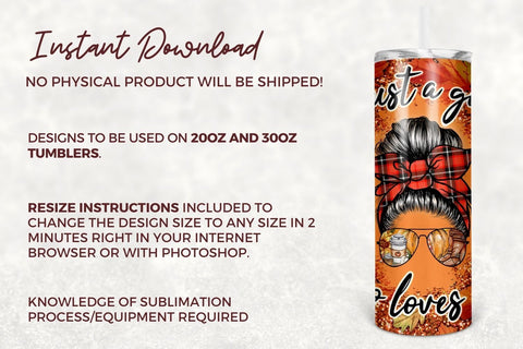 20oz Skinny Tumbler Just a Girl who loves Fall Sublimation Design, Glitter Autumn Pumpkin Straight/Warped PNG Digital Download Sublimation TumblersByPhill 