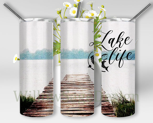 20oz Skinny Tumbler Lake Life, Lake Tumbler Wrap, Life Is Better At The Lake Design Png, Lake Sublimation Design, Gift For Men, Digital Download Sublimation WillowSageDesign 
