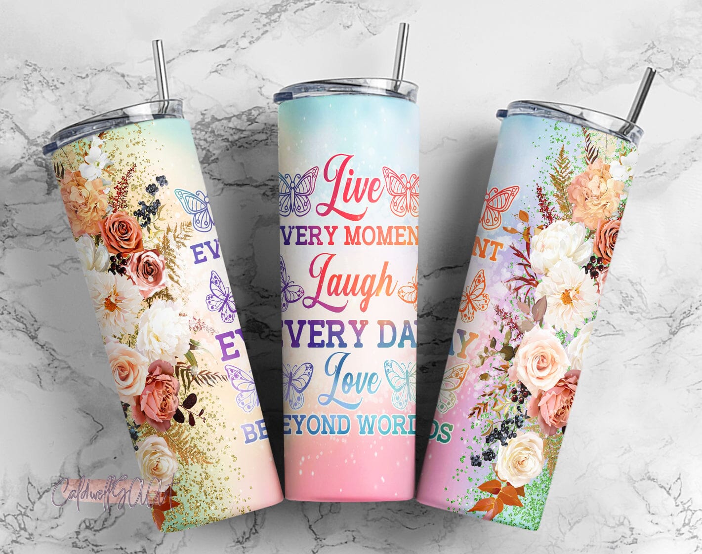 Spring Butterfly Starbucks Coffee Cup Boho Flower Tumbler 