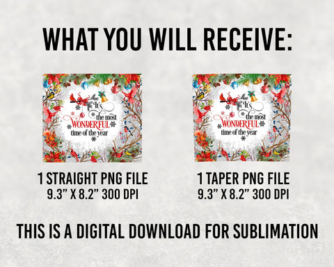 20oz Skinny Tumbler Merry Christmas PNG Sublimation Designs, It's The Most Wonderful Time Of The Year Png File Instant Download Sublimation Sublimation BOO-design 