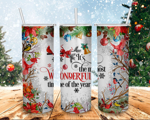 20oz Skinny Tumbler Merry Christmas PNG Sublimation Designs, It's The Most Wonderful Time Of The Year Png File Instant Download Sublimation Sublimation BOO-design 