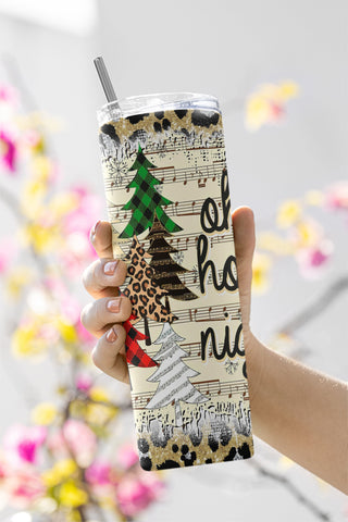 20oz Skinny Tumbler Oh Holy Night Christmas Nativity Scene PNG Sublimation Designs Wrap, Christian Religious Design Png File Straight Sublimation CaldwellArt 