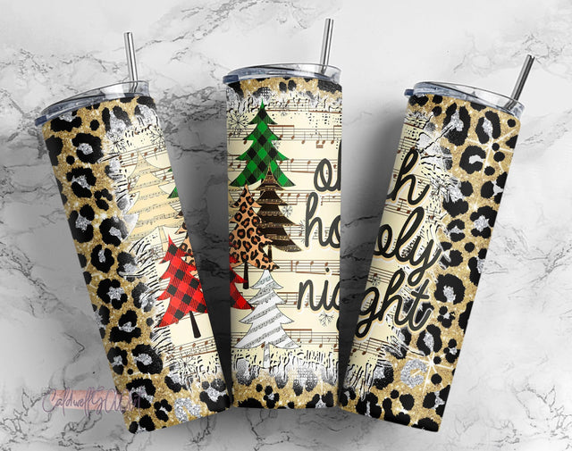 20oz Skinny Tumbler Oh Holy Night Christmas Nativity Scene PNG Sublimation Designs Wrap, Christian Religious Design Png File Straight Sublimation CaldwellArt 