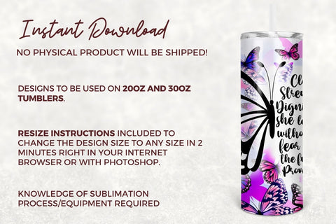 20oz Skinny Tumbler She is Clothed in Strength and Dignity Sublimation Design, Butterfly Christian Bible Verse Tumbler Straight/Warped PNG Sublimation TumblersByPhill 