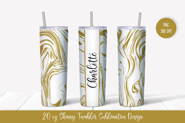 20oz Skinny Tumbler Sublimation Design. Gold Marble v.1 Sublimation Vera Fedorova 