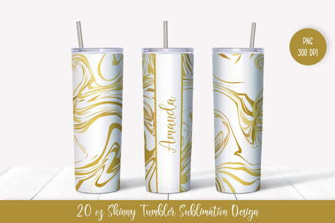 20oz Skinny Tumbler Sublimation Design. Gold Marble v.2 Sublimation Vera Fedorova 