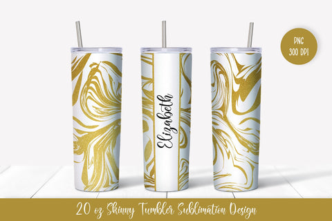 20oz Skinny Tumbler Sublimation Design. Gold Marble v.3 Sublimation Vera Fedorova 