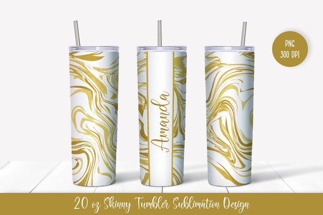 20oz Skinny Tumbler Sublimation Design. Gold Marble v.4 Sublimation Vera Fedorova 
