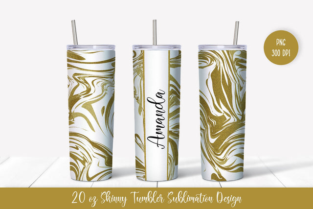 20oz Skinny Tumbler Sublimation Design. Gold Marble v.6 Sublimation Vera Fedorova 